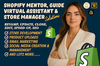 build design fix manage shopify ecommerce ads va store marketing manager SEO