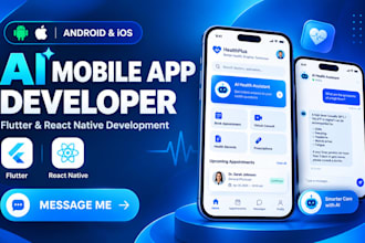 do ai powered app development for android ios app with flutter or react native