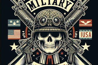 design high quality vintage military logo with t shirt design