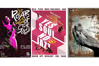 design and artistic music or film posters with vintage flair