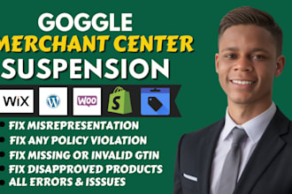 fix google merchant center suspension, fix misrepresentation