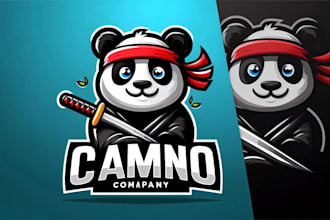 design a fierce and adorable panda ninja mascot logo for your brand