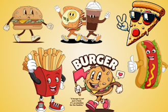 do retro vintage cartoon mascot cartoon logo, cartoon character for tshirt merch
