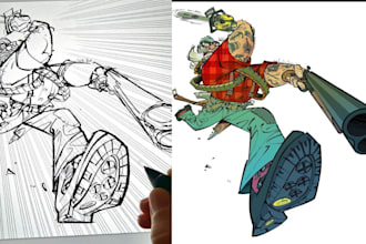 do custom comic book illustration graphic novel fantasy book cover comic page