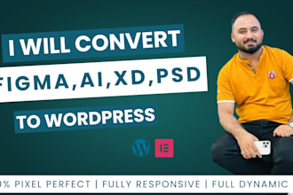 convert figma to wordpress, PSD to wordpress, figma to elementor or acf, divi