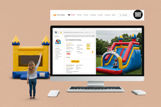 design bounce house and party rental site with booking and glamping options