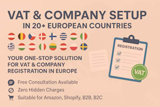 handle company and vat registration for switzerland, ireland, germany, poland
