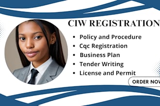 prepare policy and procedure for ciw registration cqc sops cis scwis ofsted rqia