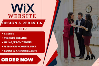 design event website, ticket selling, promotion, blog, conference wix website