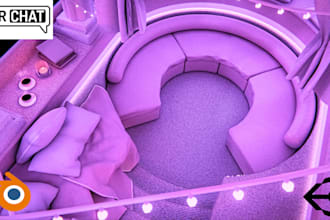 custom a stunning vrchat world, 3d game environment, metaverse, vr world
