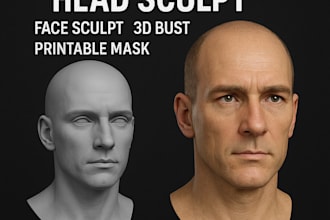 do realistic 3d head modeling, 3d head sculpt, 3d statue, 3d helmet, bust model