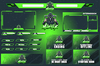 professional twitch logo , banner and overlays