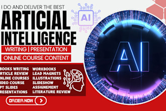 artificial intelligence ebook writing, online video course content, presentation