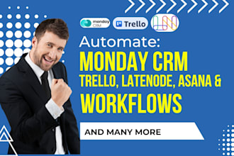 automate crm project workflows on monday, late node, clickup, asana and trello