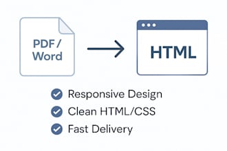 convert PDF or word documents into clean, responsive HTML and CSS