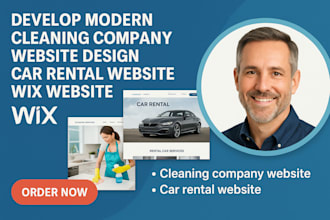 develop mordern cleaning company website design car rental website wix website