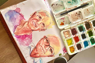 paint a unique hand painted traditional watercolor portrait