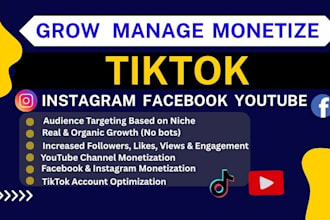 grow and monetize your tiktok instagram youtube facebook for organic followers