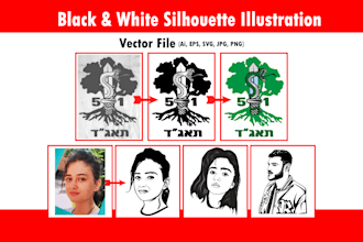 make a wonderful silhouette line art illustration
