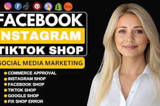 set up tiktok shop, instagram shop facebook shop or shopify dropshipping store