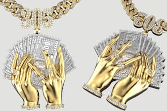 model luxury hip hop jewelry, cuban links, chains, gold grillz jewelry design