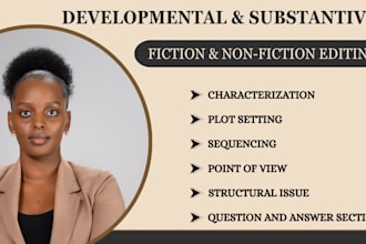 do developmental edit, proofread memoir, non fiction and fiction manuscript