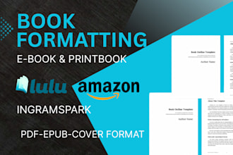 format and design your book layout for amazon KDP, paperback, lulu, ingramspark