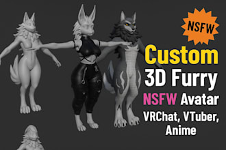custom 3d furry nsfw avatar vr character 3d vrchat furry anime character vtuber