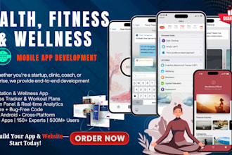 develop health app, wellness app, fitness app, meditation app with admin panel