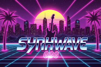design an 80s retro or horror themed gig poster in neon comic or synthwave style