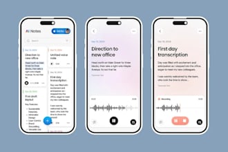 create ai note taker app, meeting recorder app, transcript app