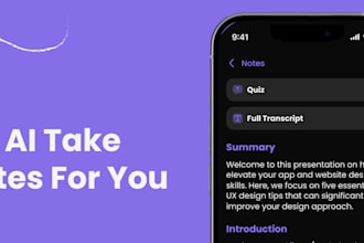 develop ai note taker app for meetings, summaries, and transcripts