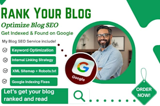 do blog SEO keywords, meta tags,xml sitemap, index, link building, ranking boost