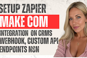 setup zapier or make com integration on crms, webhook, custom api endpoints n8n