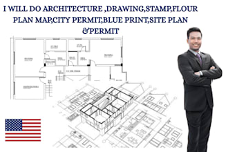 draw and stamp 3d architectural drawing, mep, floor plan, site plan, city permit