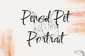 draw a custom black and white pencil pet portrait from your pet photo