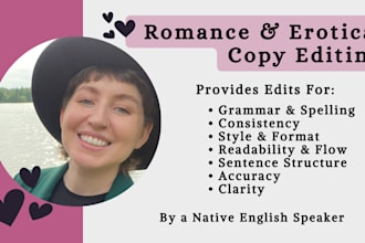 copy edit and line edit your romance or erotica book