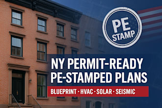 pe stamp blueprint, hvac, solar panel, seismic, sewage for new york permit plan