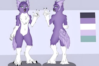 draw furry character reference sheet anthro furry nsfw fursona ref oc fursuit