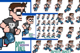 do 8 bit or 16 bit pixel art characcter, spritesheet rpg game asset, ratro style
