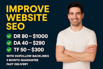 build high DR 80, da 40, tf 50 dofollow backlinks with 3 month guarantee