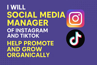 social media manager of instagram and tiktok, help promote and grow organically