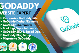 do professional business godaddy website, godaddy redesign, ecommerce, SEO, blog