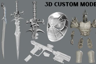 model 3d anime cosplay props 3d oni mask 3d sword 3d helmet for printing