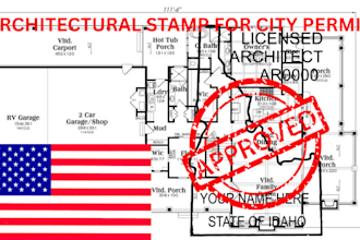 draw review stamp and california utah architectural floor plan for city permit