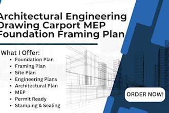 draw stamp architectural engineering drawing carport mep foundation framing plan