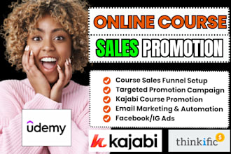 udemy online course promotion thinkific kajabi course promotion, udemy marketing