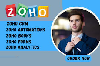 expertly set up zoho CRM, analytics, books, forms,zoho real estate for you