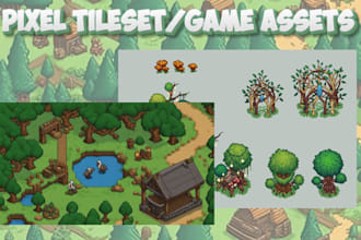 create custom pixel art tilesets, sprites, characters animation, game assets