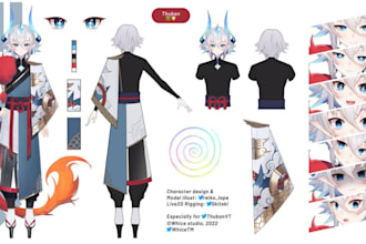 draw vtuber reference sheet live 2d vtuber model png tuber character furry oc